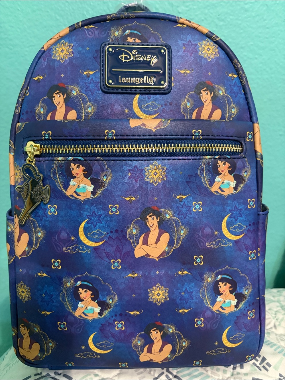 NWT Loungefly Jasmine & Aladdin Lamp AOP Mini Backpack Perfect Placement